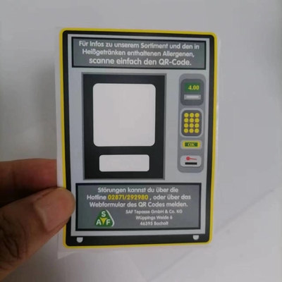 उपभोक्ता इलेक्ट्रॉनिक्स उपकरण के लिए जलरोधक चिपकने वाला विनाइल स्टिकर रिक्त क्षेत्र पर मुद्रण योग्य और लिखने योग्य